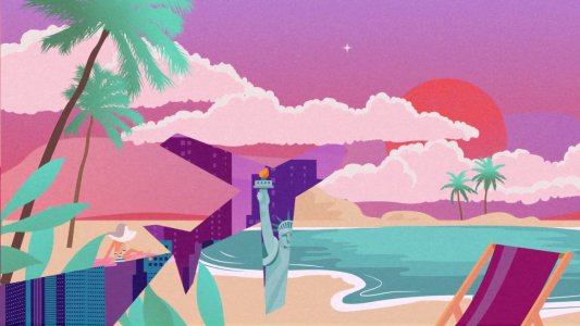 Animation of popular vacation spots